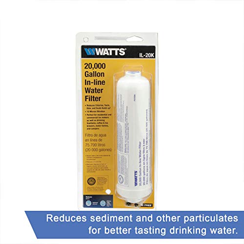 Watts Inline Water Filter 20,000 Gallon Capacity- Inline Filter For Refrigerator, Ice Maker, Under Sink, And Reduces Bad Taste, Odors, Chlorine And Sediment In Drinking Water #TOP4