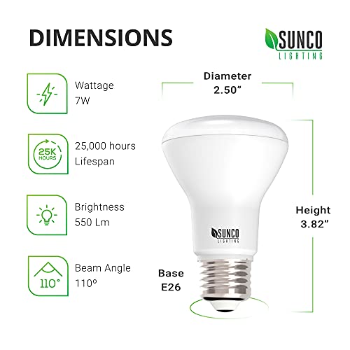 Sunco Lighting 10 Pack Br20 Led Bulbs Indoor Flood Light R20 Dimmable 2700K Soft White, 50W Equivalent To 7W, E26 Medium Base, Recessed Can Lights, Home Ceiling Lights Super Bright, Ul & Energy Star #TOP1