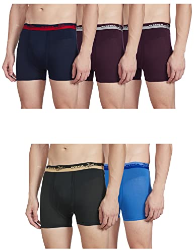 Rupa Jon Plain Trunk for Men, 100% Cotton Material, Outer Elastic, Assorted, Pack of 5