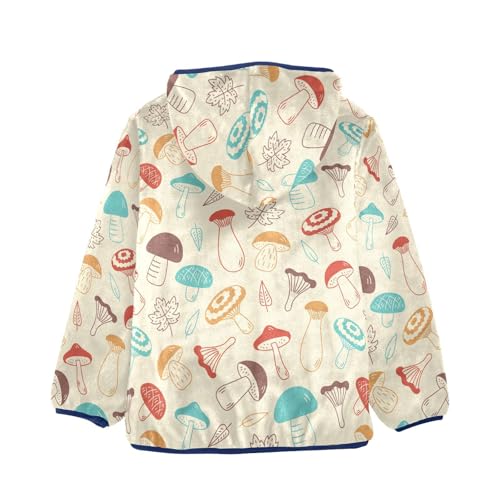 Falling Mushrooms Colorful Doodle Girls Fleece Jacket Girls Fall Jacket Girls Zip Up Hoodie Girls Sherpa Jacket 2-10T2