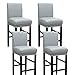 JHLD Housse De Tabouret De Bar avec Dossier, Extensible Housse De Chaise De Tabouret De Bar Cuir Artificiel Imperméable Tissu Tabouret De Bar Housse De Canapé-Gris Clair-4 pièce