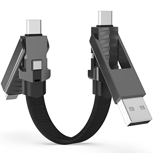 Solarbook Multi Charging Cable Quick,4 in 1 Transportable Magnetic Keyring Sort C Charger 60W PD Quick Cost Knowledge Twine,USB A/C to USB C/IP Connector Appropriate with Cell Cellphone Pill Energy Financial institution(6.7 inches)