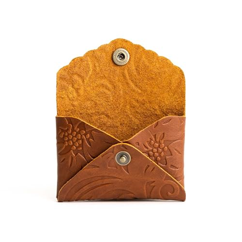 Image of Portland Leather Goods Mini Daisy Wallet for Women - Handmade from the Finest Full-Grain Hides - Features Envelope Design with Snap Closure - Meadow