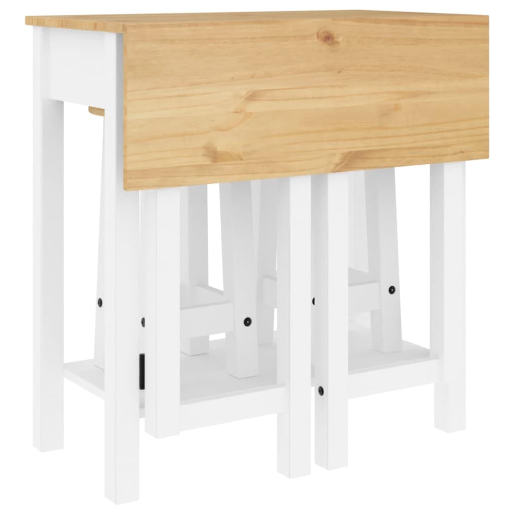 vidaXL Set de Bar 3 Piezas Madera Maciza de Pino Blanco, Set de Bar, Mesa y taburetes Altos, Mesa y sillas de Bar, Mesa y taburetes de Bar