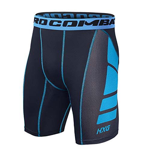 Hivexagon Pantalones Cortos de Compresión de Media Pierna para Deportes, Correr y Entrenamiento de Gimnasio SM008BUL