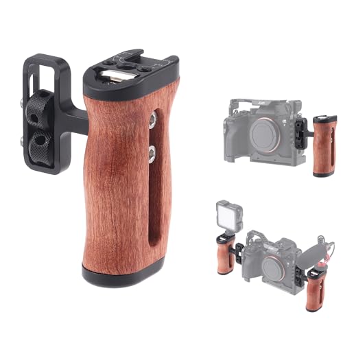 Fotga Stabilisateur de poignée latérale en bois avec vis de 6,35 mm - 20, griffe pour appareil photo reflex numérique sans miroir