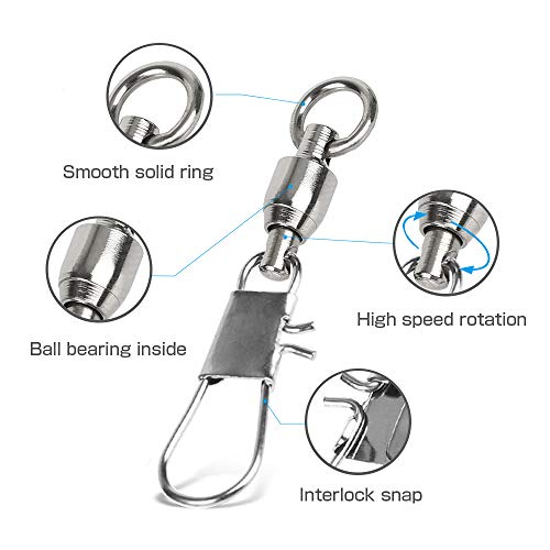 image for AMYSPORTS Fishing Swivels with Interlock Snap Ball Bearing Swivels Fis
