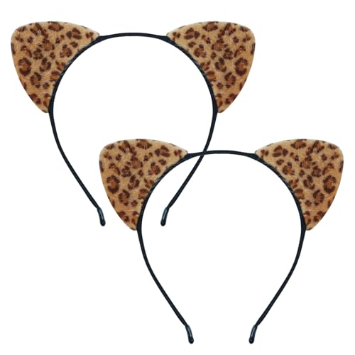 2 Pack Cat Ears Headband for Women Fluffy Furry Cat Ear Headbands for Halloween Cosplay Costume Party Accessories Christmas gift