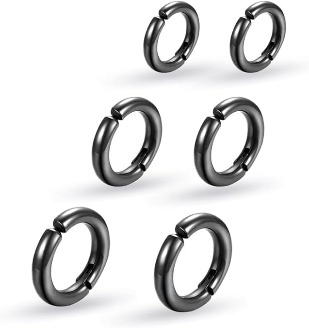 Image of El Regalo 3 Pairs of Unisex Non-Piercing, Clip On Earrings for Girls /Boys /Men /Wome- Surgical Stainless Steel Hypoallergenic Huggie Fake Earrings