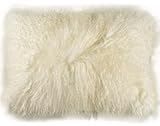 Kuhfelle Online & Nomad Tibet Lammfell Kissenbezug Natur Weiß aus echtem Tibet Lammfellen 40 x 60 cm Schaffell Kissen mit weichem Löckchen XL (40 x 60 cm)
