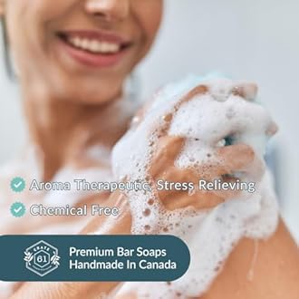 Crate 61 Organics, Handmade in Canada, Plant Based Cold Process Natural Bar Soap For Face And Body, With Premium Essential Oils, For Men And Women 3 Pack (Lemongrass)