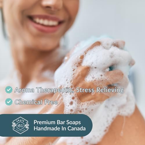 Crate 61 Organics, Handmade in Canada, Plant Based Cold Process Natural Bar Soap For Face And Body, With Premium Essential Oils, For Men And Women 3 Pack (Lemongrass)