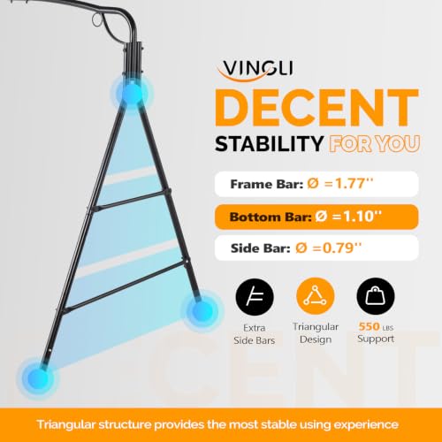 Image of VINGLI Heavy Duty Porch Swing Stand, 660 LBS Steel Frame, Black