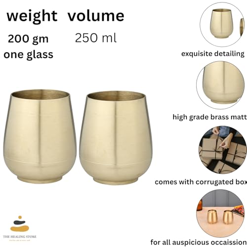 Image of THE HEALING STORE Bronze Kansa Glass, 200 ml Capacity, Gold, Medium Size (Glass 4)