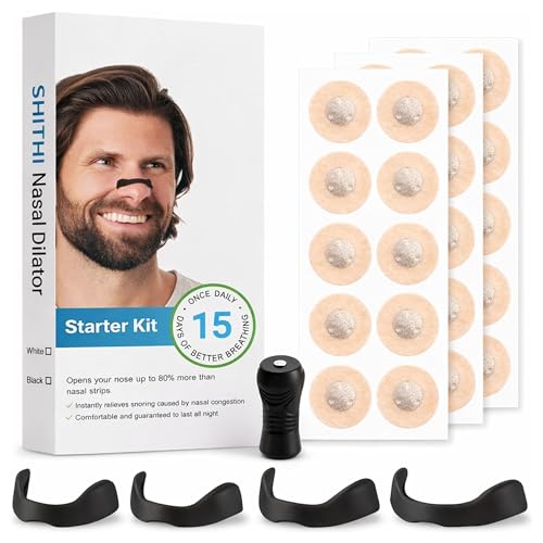 Image of SHITHI (15 Tabs) Nose Strips for Breathing | Anti Snoring Nasal Dilator | Nasal Strips Alternative for Blocked Nose Relief, Sleep & Cold | Better Airflow Nose Breathing Strips Kit with Applicator