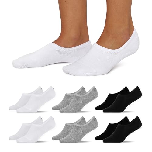 Snocks Chaussettes Invisibles Homme et Femme - Lot de 6 - Socquettes Antidérapantes en Coton Bio Certifié, Respirantes pour Sneakers et Mocassins -...