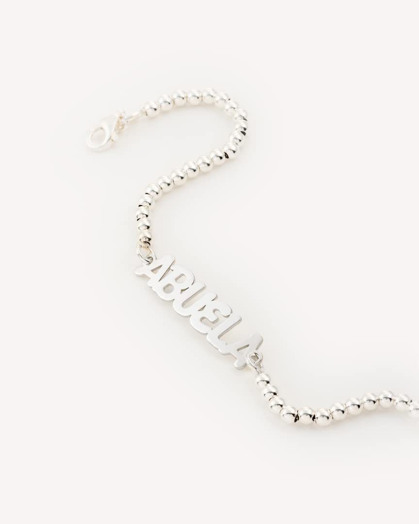 Pulsera de Bolas de Plata de Ley ABUELA | de Estilo Fino y Sofisticado | Joyería Especial para la Abuela | Regalo para la Mejor Abuela