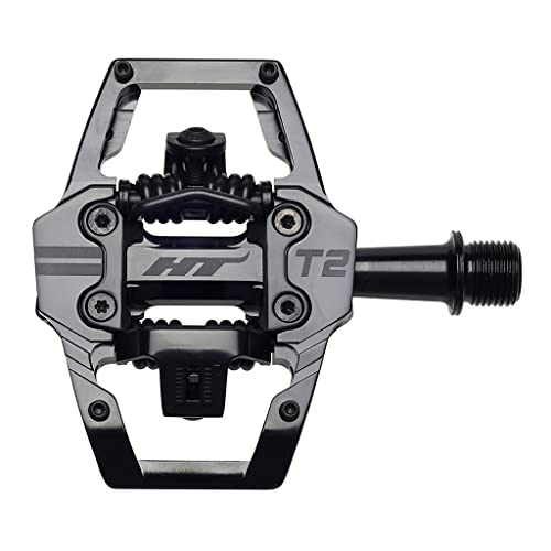 HT Components T2 Stealth Black Dual Sided Clipless Bike Pedals Pair 9/16