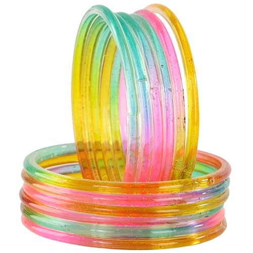 Image of STYOLLO Viral Jelly Transparent Plain Glass Chudi Set For Women & Girls | Traditional Bangle Set | Stylish Bangles For Girls | Ethnic Wedding, Festive & Daily Jewelry | Classic Designer Churi - Set Of 12