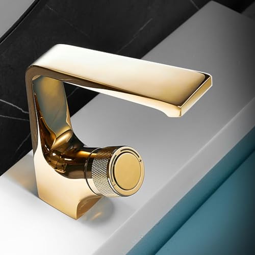 Robinet cascade pour lavabo mitigeur laiton chaud froid or pour salle de bain