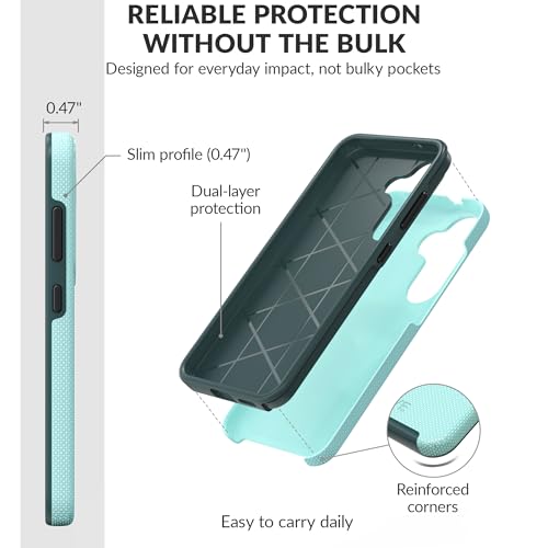 Image of Crave Compatible with Samsung Galaxy S25 Case (6.2 inch), Slim Fit, Shockproof Dual Layer Grip, Wireless Charging Compatible - Aqua | Compatible with Samsung Galaxy S25