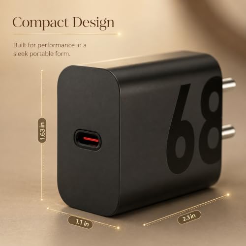 Image of 68W TurboPower Fast Charger Adapter | with Type-C to Type-C Cable | PD Charger Compatible with Moto Edge 40, Edge 30, G84, G73, Pro Smartphones, Tablets & More USB-C Devices By AILKIN