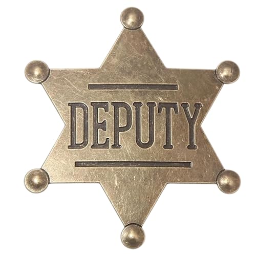 1 PCS Deputy Sheriff Badge, Retro Hexagonal Badge Set, Honor Medal Pin, Western Cowboy Dress Up Deputy's Badge Toys, English Letter Accessory Alloy Chest Badge for Ceremonies and Celebrations Badges