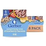 Gerber Toddler Food, Baby Food, Breakfast Oatmeal with Barley, Strawberry Banana Flavor, Cereal, Iron Helps Support Brain Development, 8 Pack