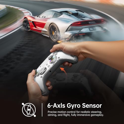 GUSGU G7 Wireless Gaming Controller with Interactive Screen, 1000Hz Polling Rate, Hall Joysticks & Triggers, 4 Programmable Buttons, Compatible with PC, Switch1, PS4, iOS, Android, Gray by GUSGU - Image 5