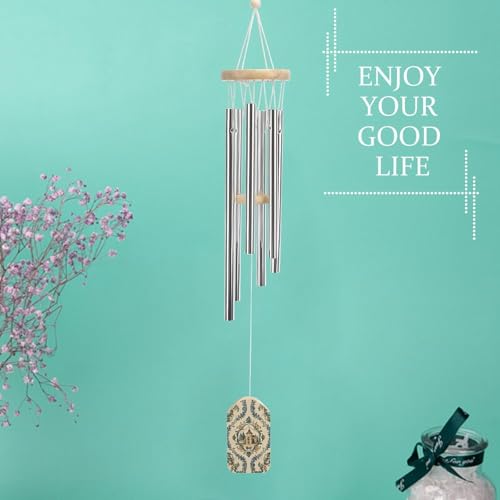 Carillon éolien au ton profond en aluminium durable de 52 cm pour décoration extérieure