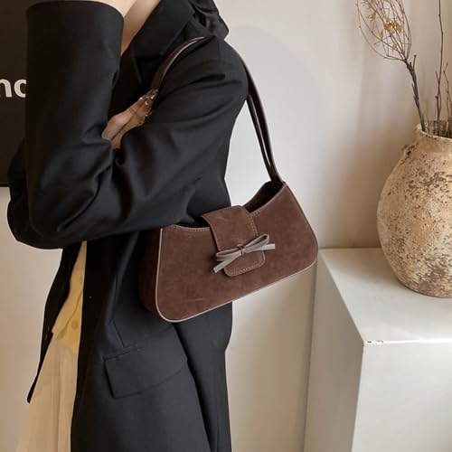 Image of YFGBCX Shoulder Bag for Women, Hobo Handbags Trendy Y2K Purses Suede Clutch Bag Cute Bow Purse