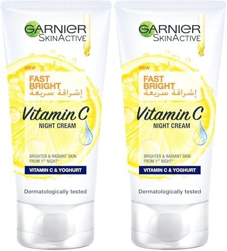 Garnier Skinactive Fast Fairness Night Cream With Vitamin C Lemon And Yoghurt 50Ml (Pack of 2)