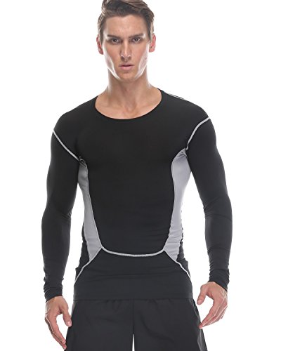 Secado rápido para Hombres Camiseta de Manga Larga Tops de Entrenamiento de compresión para Hombres Corriendo Gimnasio Camisa de Manga Larga Ajustada