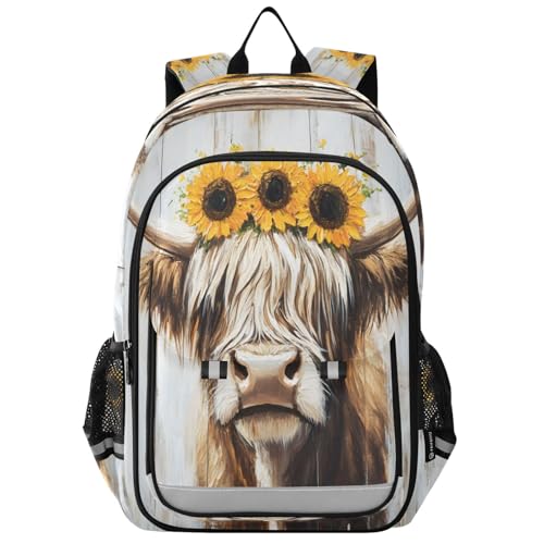 Sac à dos ordinateur motif vache pour voyage et cours
