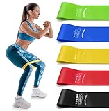 Bingwaah Mini Loop Resistance Bands for Exercise - Set of 5 Elastic Bands for Exercise, Strength Training & Rehab - 5 Resistance Levels. Portable & Durable Resistance Bands for Home, Gym & Outdoors
