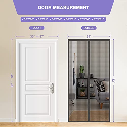 Titan Mall Magnetic Screen Door, Self Sealing Screen Door, Heavy Duty Door Screen Magnetic Closure Keep Bugs Out, Retractable Screen Door Mesh - Pet And Kid Friendly, Hands Free Door Screen 39" X 82" #TOP5