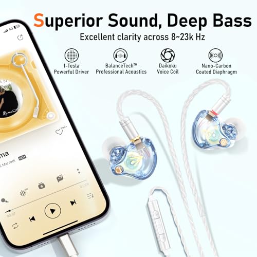 Image of Audiovance Vibes 202ML HiFi Wired Earbuds for iPhone 14 /13 /12 /11 /X, Pro Max
