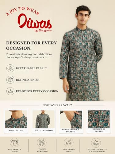 Image of DIWAS BY MANYAVAR Men's Art Silk Printed Kurta (1pc)