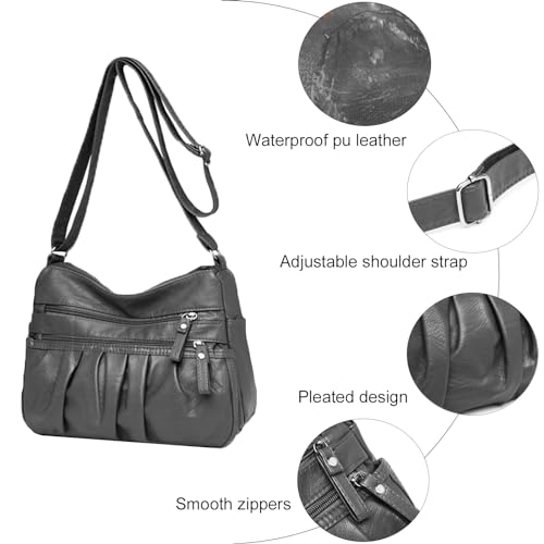 Women Crossbody Handbags Waterproof Shoulder Bag Ladies Soft Leather Purse Satchel Multi Pocket Messenger Bag4