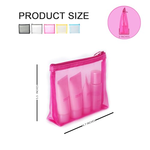 Image of Patu Zipper Mesh Bags, Beauty Makeup Cosmetic Accessories Organizer, Travel Toiletry Kit Set Storage Pouch, Multicolor, M, Widened, Assorted (5 pcs), Casual