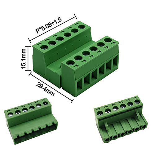 Jienk 5Pcs 6-Pin 300V 10A 5.08Mm Pitch Pcb Mount Screw Terminal Block Connector For 28-12Awg Cable #TOP4