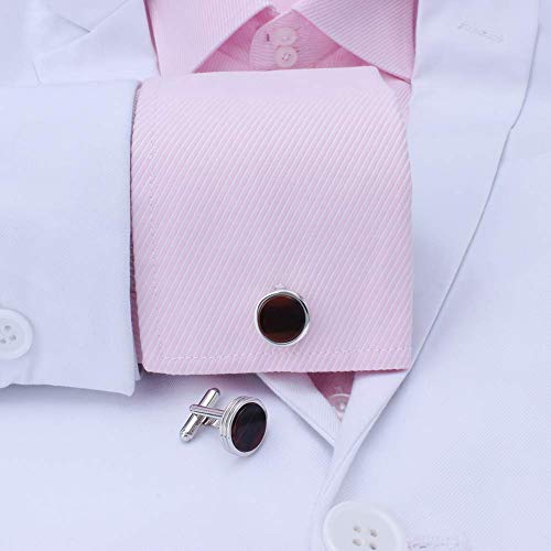 Mens Cufflinks and Studs Set for Tuxedo Shirt Mother of Pearl with a Gift Box (Tiger Eye Stone)3