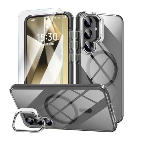 Coque Samsung S25 Plus MATEPROX transparente avec support et protection écran noir
