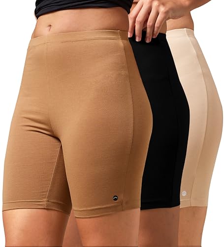 Image of URBAN ADVENTURE High Coverage Premium Cotton Spandex Mid Waist Elastane Stretch Shorties - Gym -Cycling Shorts /Tights for Women