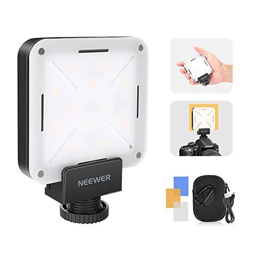 Neewer Mini LED Video Luz Bolsillo En-Cámara 12 Piezas con Iluminación LED CRI 95+ con Batería Incorporada Adaptador Zapata y Bolsa Transporte para Canon Nikon Sony y Otras Cámaras