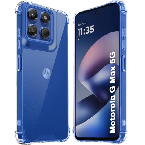 Image of TheGiftKart Crystal Clear Back Cover Case for Motorola Moto G Max 5G | 360 Degree Protection | Shock Proof Design | Transparent Hard Back Cover Case for Moto G Max 5G (PC & TPU, Transparent Bumper)
