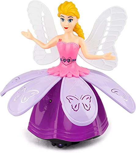 Angel Girl Dancing Doll Princess Musical 360 Degree Rotating Angel Girl Flashing Lights with Music Sound Toy for Kids Best Birthday Gift for Kids