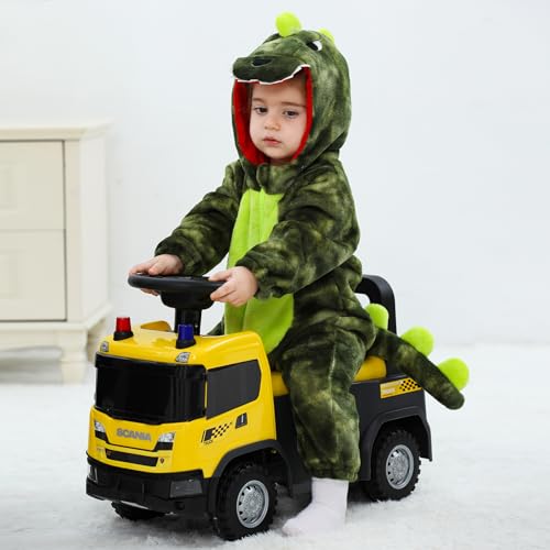 Disfraz bebé dinosaurio unisex de felpa con capucha miniatura 3