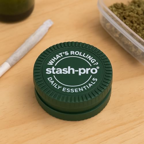 Image of Stash-Pro Herb Grinder - Compact 2-Part Crusher with Magnetic Lid | Durable Plastic Build | Portable for Daily Essentials (Green)