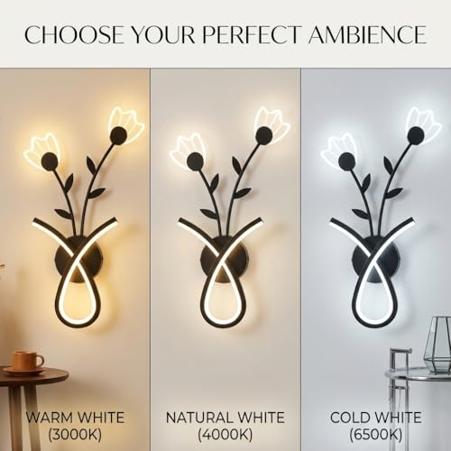 Image of Wall Light 3-Color CCT (Warm + Natural + Cold White) LED Ginkgo Leaf Design Metal Acrylic Wall Lamp for Bedroom Living Room Home Decor
